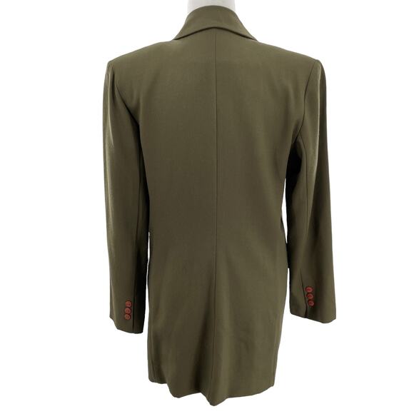 Vintage David Benjamin Army Green Notched Collar Long Classic Retro Blazer Sz 12 - Picture 4 of 16